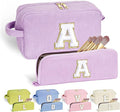 YOOLIFE Purple Travel Makeup Bag - Gifts for Women Teenage Girls, Initial Cute Makeup Bag Personalized Birthday Gifts for Women Teens | 8 9 10 11 12 13 14 15 Year Old Girl Birthday Gift Purple A