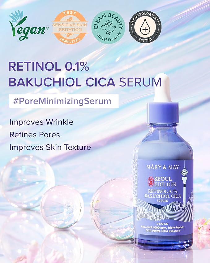Mary&May Retinol 0.1% Bakuchiol Cica Serum, 2.7 fl oz