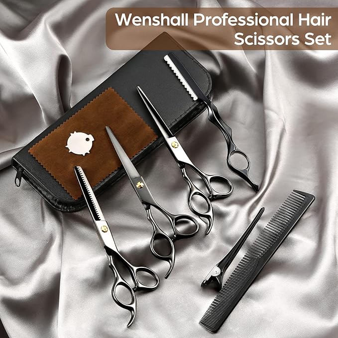 Wenshall Hair Cutting Scissors Professional 6.89 inch Barber Scissors Multifunctional Salon Thinning Scissors Straight Shears Tools for Mother Father Friends' Christmas Gift