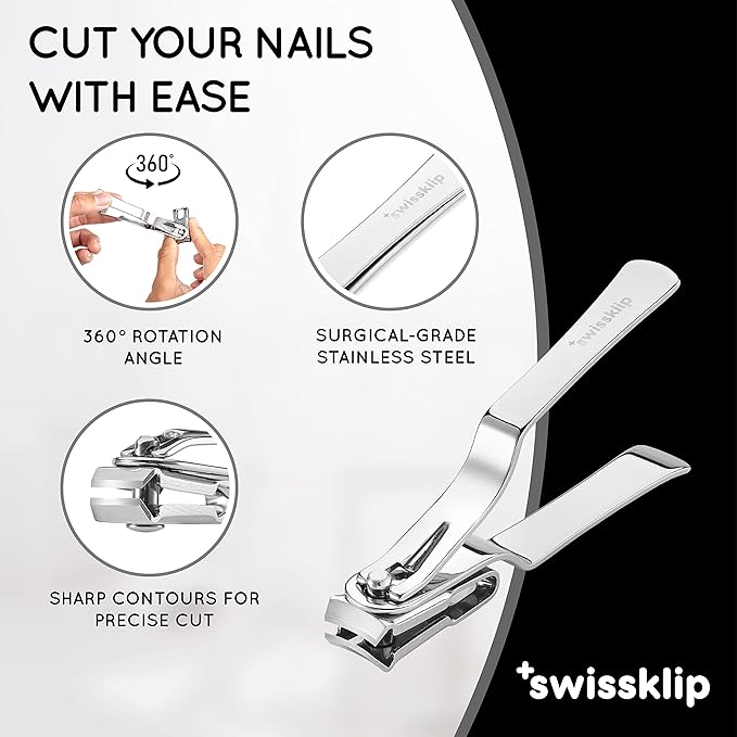 Swissker by Swissklip Nail Clippers for Men & Women – 360 Rotating