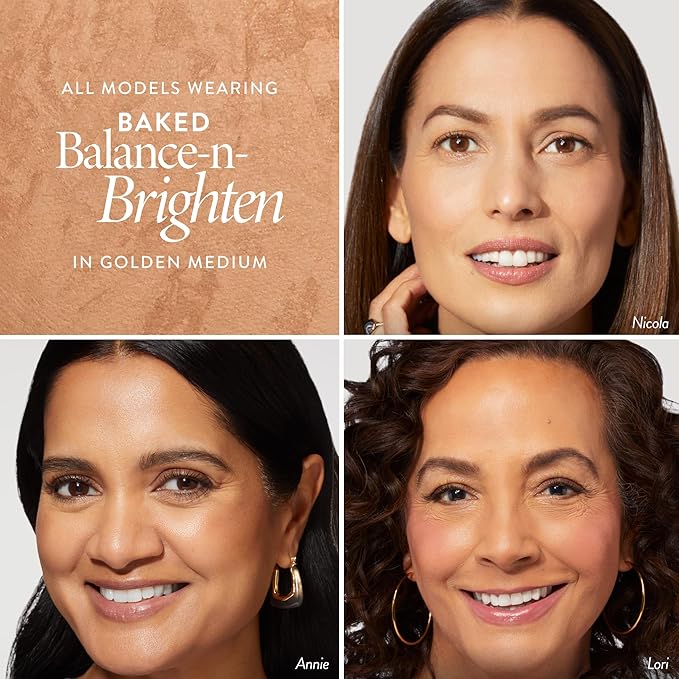 LAURA GELLER NEW YORK Award-Winning Baked Balance-n-Brighten Color Correcting Powder Foundation – Handmade in Italy – Buildable Coverage, Matte Finish – For Mature & Sensitive Skin – 05 Golden Medium