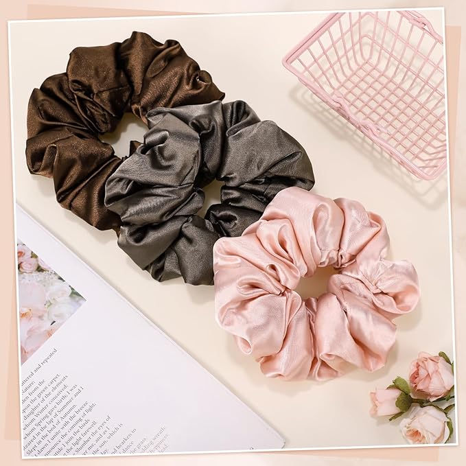 3 Pack Sleepy Hair Tie for Women Girls, Large Pillow Satin Scrunchies
