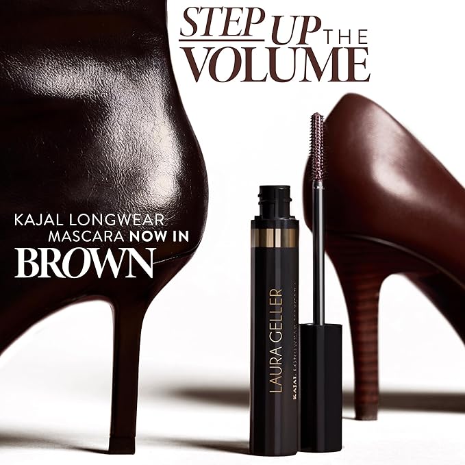 LAURA GELLER NEW YORK Kajal Longwear Mascara – Brown – Volumizing, Lengthening, & Defining Mascara - Smudge‑Proof & Flake‑Proof Wear, Buildable Formula