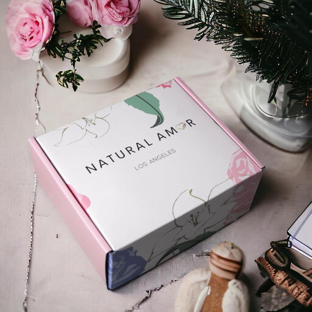 Natural Amor Lavender Spa Gifts for Women,7pcs Self Care Box Including Handmade Soap Bar, Candle, Bath Butter