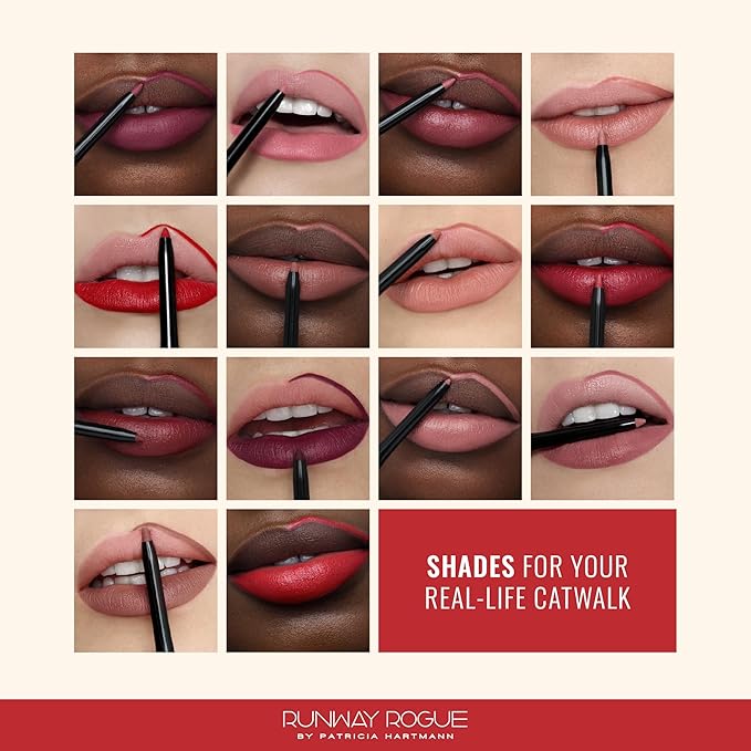 Runway Rogue Designer Liner Lip Pencil, Matte Muted Raspberry Lip Liner Pencil and Lip Liner Sharpener, ‘Open Call’