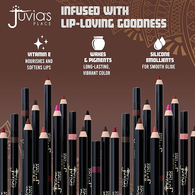 Juvia's Place Long Wear Lip Pencil – Signature – Waterproof & Kiss-proof, Long Lasting Lip Liner, Smooth Makeup Application - Soft Matte Finish Base for Lipstick - 13 Hours of Wear for Everyday Use