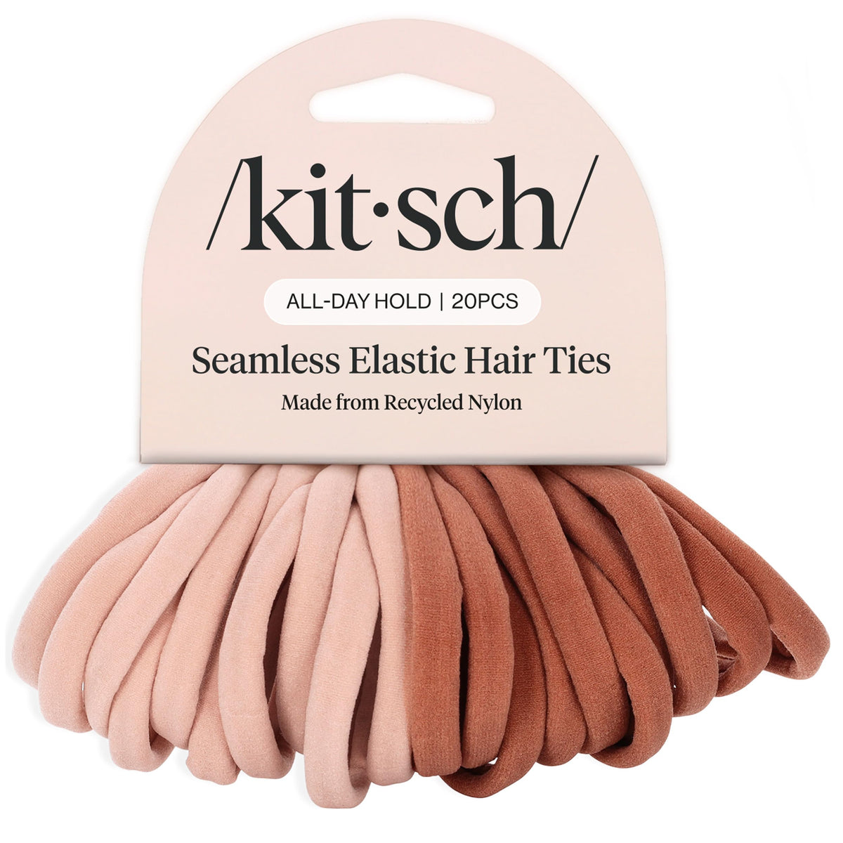 Kitsch Elastic Hair Ties No Damage | Stretchable Hair Bands - Black, 6pcs