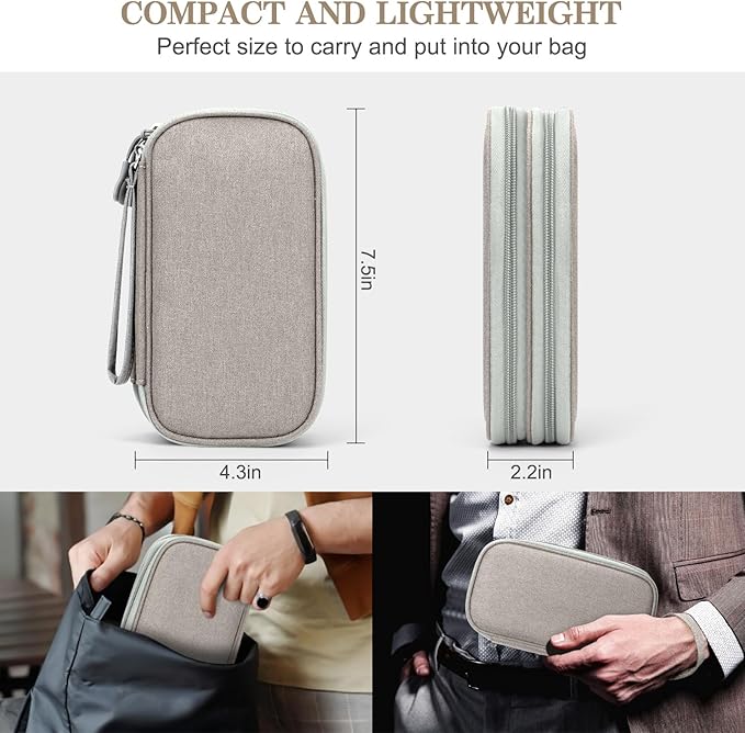 FYY Electronic Organizer, Travel Tech Pouch Bag, Cable Organizer Khaki