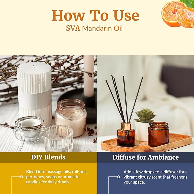 SVA Mandarin Essential Oil, Glass Bottle with Dropper, 4 Oz (118 ml)