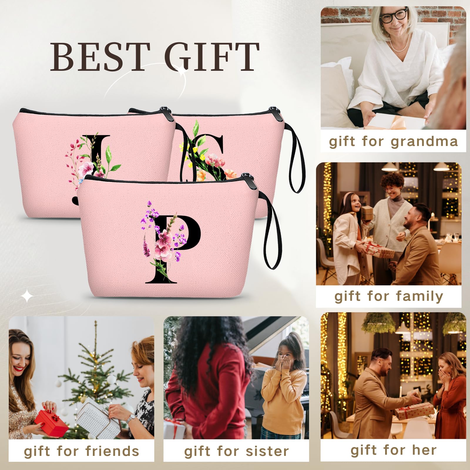 SEAMOON Birthday Inspirational Bridesmaid Proposal Team Small Gifts for Women Mom Aunt Teacher Sister Coworkers Makeup Cosmetic Bag Travel with Mirror Mothers Day Christmas Graduation P