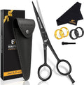 BEAUTICONE ® Hair Cutting Scissors - High Carbon SS 6.5" Professional Barber-Grade Salon Shears with Serrated & Razor Edge - Matt Finish with Pouch & Finger Inserts - Ultra Lightweight