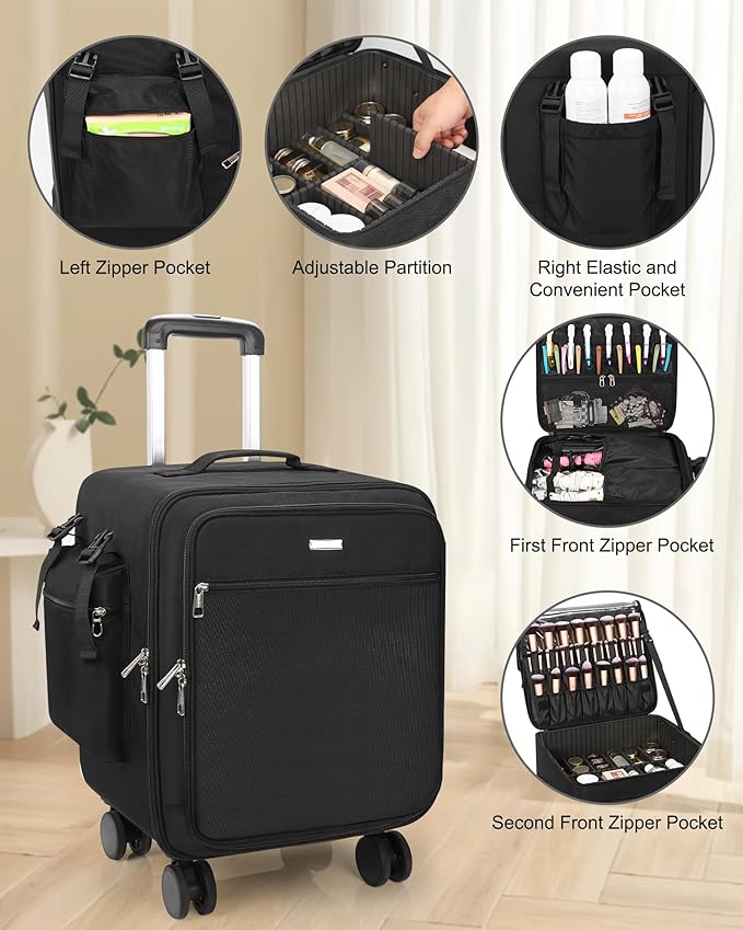 Rolling Makeup Case Professional Makeup Train Case for Makeup Artist