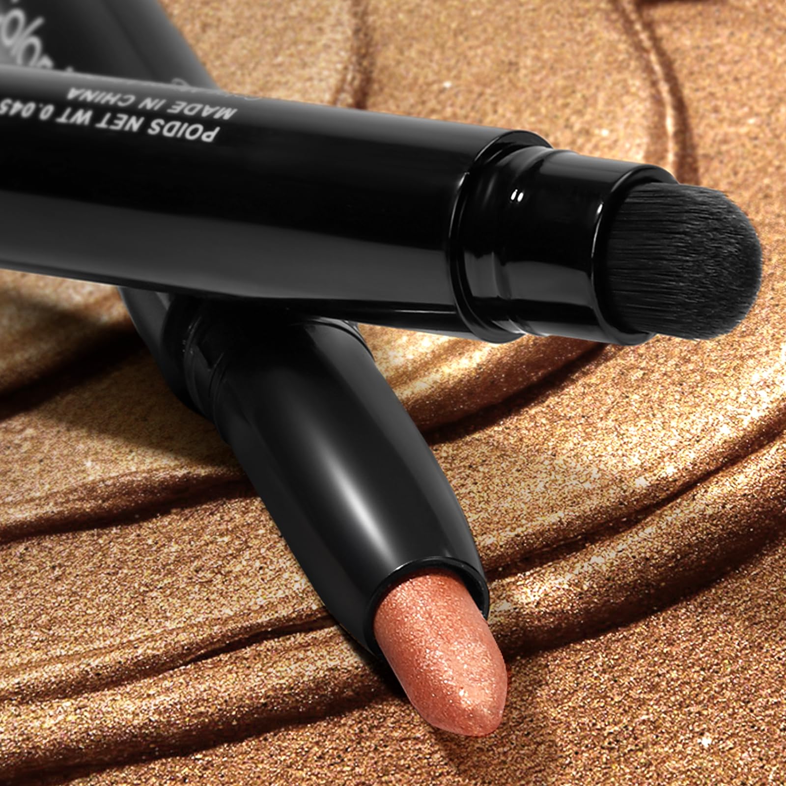 Color Mirror longwear cream eye shadow sticks(02 Rose Gold Shimmer),Smudge-Proof,Waterproof Eyeshadow,Silky Formula Glitter With Makeup Brush,Rose Gold Sheer Shimmer
