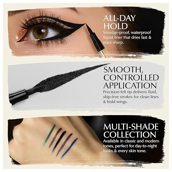 EPILYNX Liquid Eyeliner Gift Set, Waterproof Vegan, 5 Shades, 2mL Each