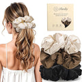 3 Pcs Large Satin Scrunchies, 6 Inch Hair Ties For Thick Curly Hair