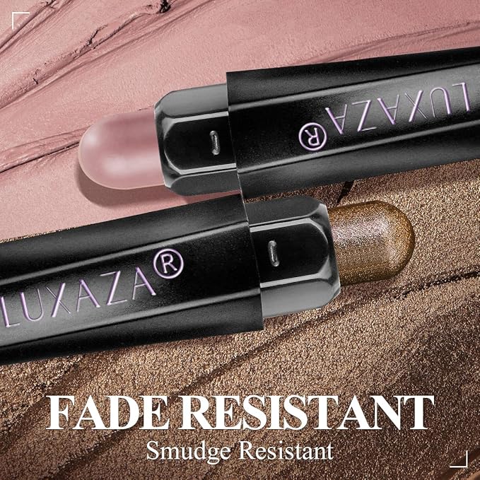 LUXAZA PRO Neutral Eyeshadow Stick Makeup 6PCS Set, Brown Nude Metallic Shimmer Matte Cream Eye Shadow Palette Eyeliner Brightener Pencil Crayon, Party Makeup - BROWN CANYON