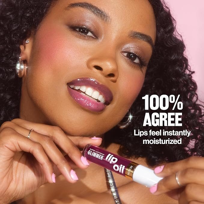 REVLON Super Lustrous Glimmer Lip Oil, 001 Candy Hearts, 0.13 fl oz