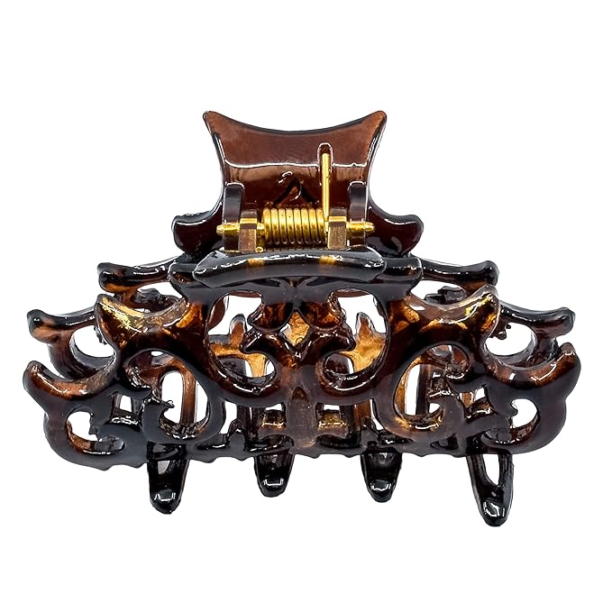 Camila Paris NV118/2 French Hair Clip for Women, Set of 2 Tortoise Shell Small Girls Hair Claw Clips Jaw Fashion Durable Styling Hair Accessories for Women, Strong Hold No Slip Grip, Made in France
