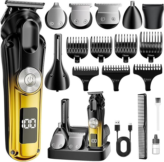 6-in-1 Hair Clipper Beard Trimmer for Men, IPX6 Waterproof Electric Shaver