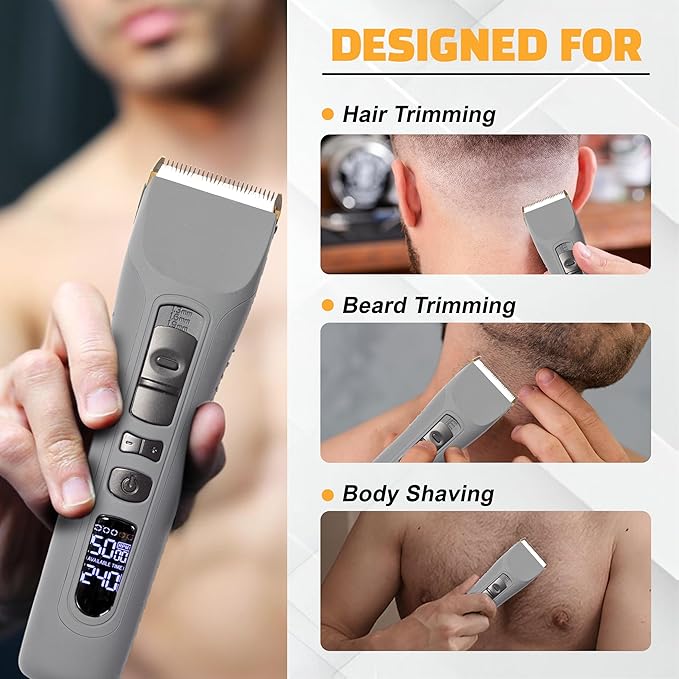 Brio Beardscape V1 Cordless Beard Trimmer for Men with Ceramic Blade, Gray