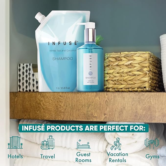 INFUSÉ 1 Liter Shampoo Refill Bag for Hotel Soap Dispensers, Bulk