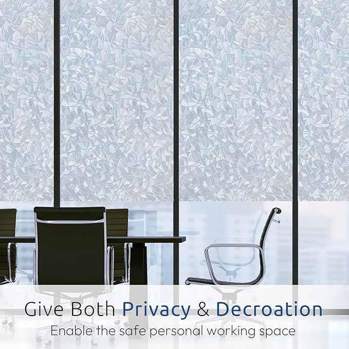 rabbitgoo Rainbow Window Privacy Film, Static Cling, Silver, 23.6" x 157.4"