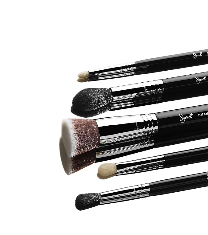 Sigma Beauty Most-Wanted Brush Set — Set of 5 Favorite Makeup Brushes for Foundation, Highlighter, Eyeshadow, Pencil Liner, and Blending (5 pcs)