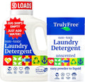 Truly Free Natural Laundry Detergent for Sensitive Skin | Eco Friendly, Plant Based, Baby Clothes Safe | Clean & Easy Powder to Liquid, 1 Pack Detergent + 1 Empty Reusable Jug | Unscented, 50 Loads