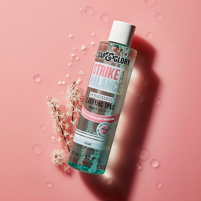 Soap & Glory Strike A Balance Niacinamide Clarifying Skin Toner - Facial Toner for Rebalanced & Refreshed Skin - 5% Niacinamide Toner with Cimicifuga Root - Exfoliating Face Toner (200ml)