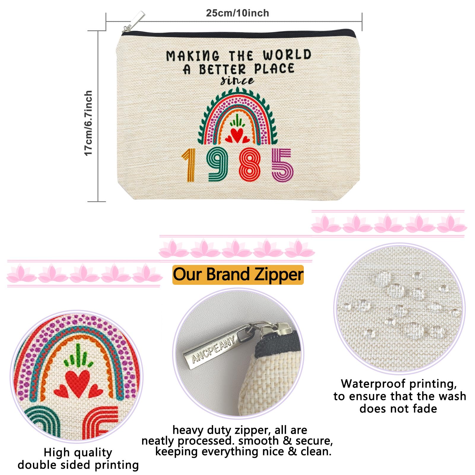 ancpeany 41st Birthday Gifts for Women, Her, 41st Birthday Decorations Makeup Bags, 1985 Anniversary 41 Year Old Gift Ideas for Mom, Wife, Sister, Best Friends, Mothers Day Small Cosmetic Travel Bag
