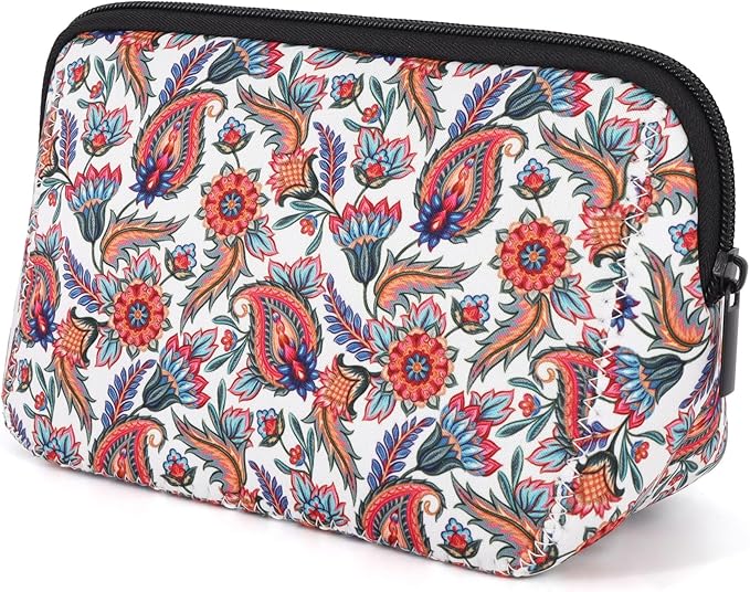 AJLTPA Waterproof Neoprene Cosmetic Bag, Paisley Floral