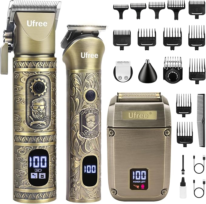 Ufree Hair Clippers for Men, Beard Trimmer, Foil Shaver 3-in-1 Grooming Kit