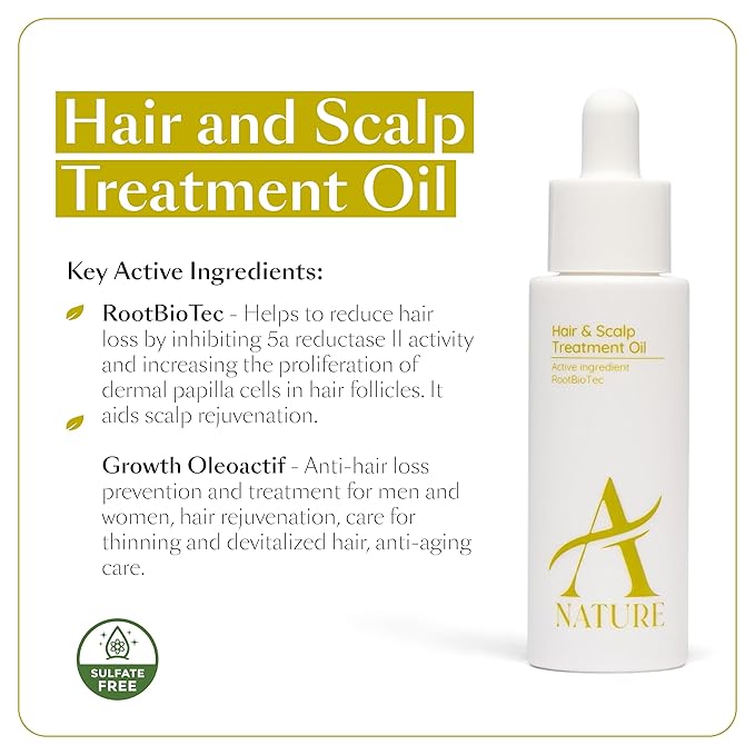 Anature Hair – Hair & Scalp Treatment Oil for Healthy Hair, Thin Edges, and Scalp – Natural Hair Growth Oil made with RootbioTec, Growth Oleoactif for Hair Growth – 1.7 fl oz