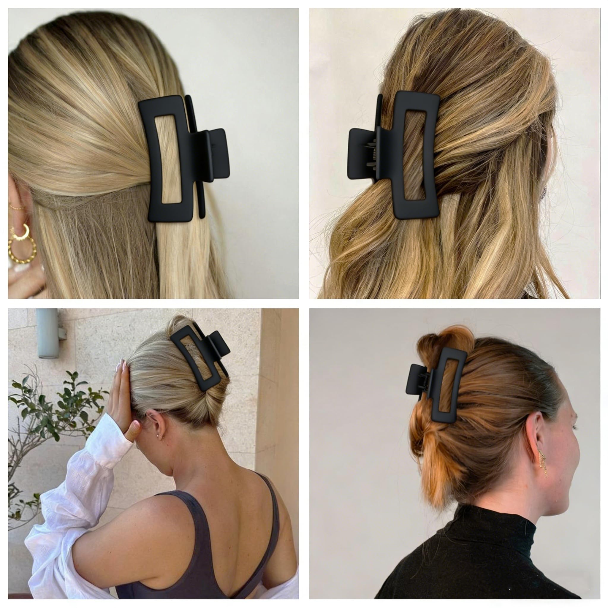 SMKSL Medium Hair Clips for Women 8 Pcs Small Claw for Thin and Thick Hair 2 Styles Clips for Hair Combination Rectangle Jaw Clips Hair Accessories for Women and Girls (Black)