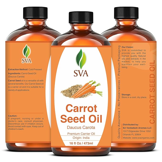 SVA Carrot Seed Carrier Oil, Huge Bottle, Large Size, 16 Fl Oz (473 ml)