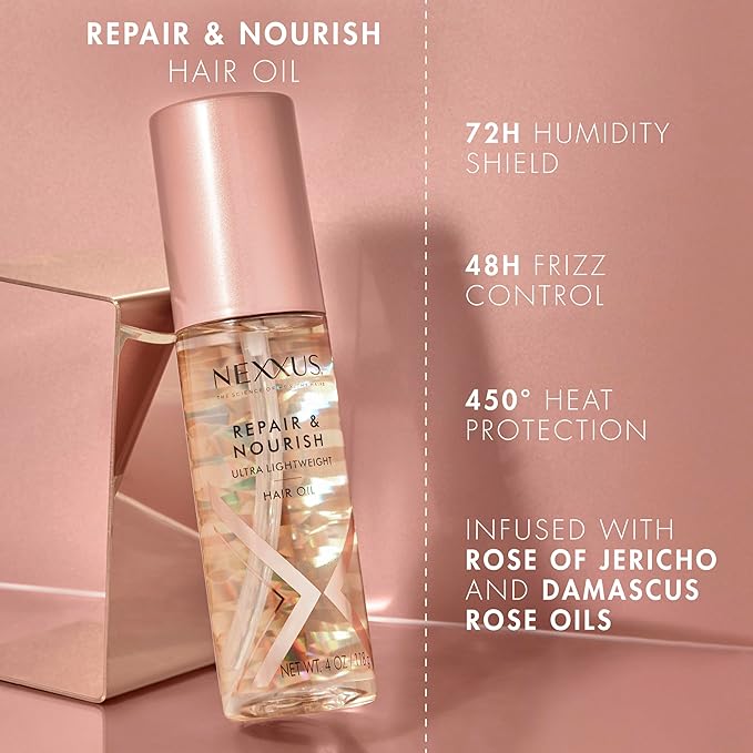 Nexxus Styling Hair Care Hair Oil Repair & Nourish Ultra Lightweight Hair Oil, Powered by STYLEPROTECT Technology 4 oz