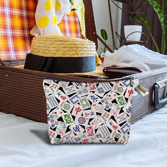 Zomhix Mahjong Gifts Cosmetic Bag - Mahjong Makeup Bag Women's Zippered Bag for Purse, Mahjong Cosmetic Bags for Women