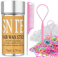 Hair Wax Stick, Hair Ties Set - Frizz Control, Smooth Flyaways, French Braid - 500 Clear Elastics & 500 Colorful Rubber Bands - Styling Accessories for Girls, Kids Daily Hairstyle DIY
