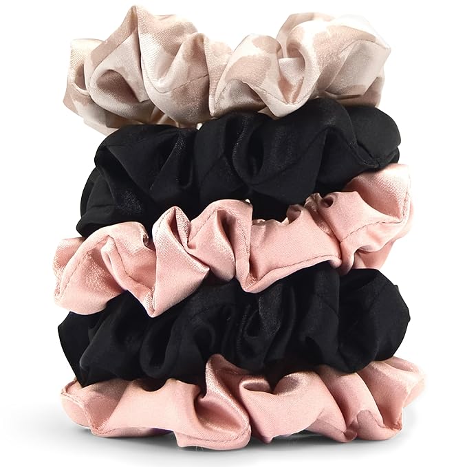 Kitsch Satin Scrunchies for Women | For All Hair Types - Assorted, 5pcs