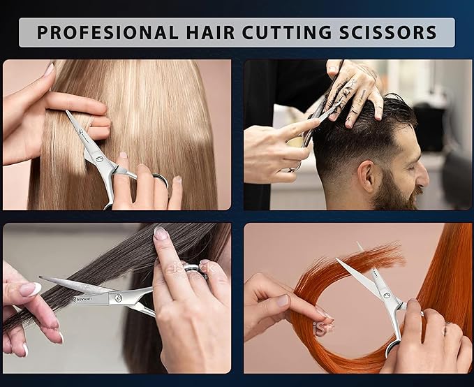 Ruvanti Hair Cutting Scissors - 6.5 Inch Sharp Hair Scissors & Haircut Scissors for Women Men Kids, Stainless Steel Scissors for Hair, Home Hair Cutting Scissors Professional with Case