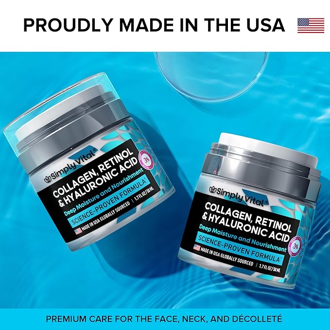 Anti-Aging Face Moisturizer with Retinol, Collagen & Hyaluronic Acid - Moisturizer Face Cream for Women & Men - Visibly Firming & Hydrating Neck Cream - Day & Night Skin Care - 1.7 fl oz