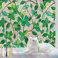 QHYsunshine Stained Glass Window Privacy FilmDecorative Rainbow Static Clings -ldeal for Home &Office,Adhesive-Free,Removable, Uv-Blocking(Green Rainbow, 45.2 X 157.4 in)