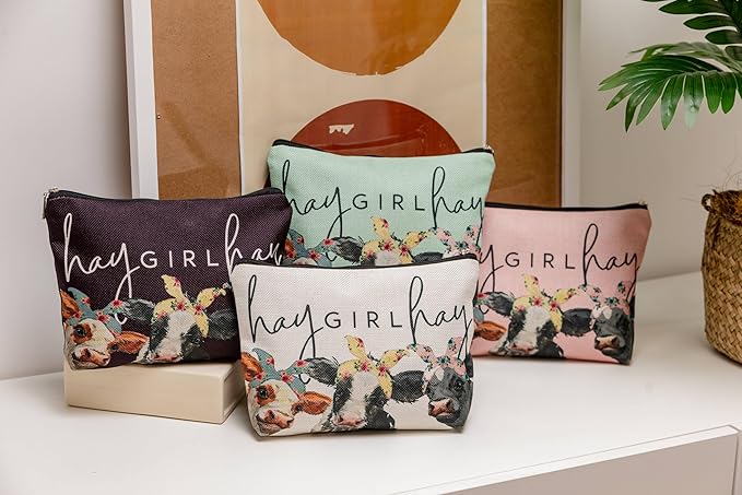 NEGIGA Cow Gifts,Western Makeup Bag,Cow Makeup Bag,Cow Print Stuff,Makeup Bags For Women