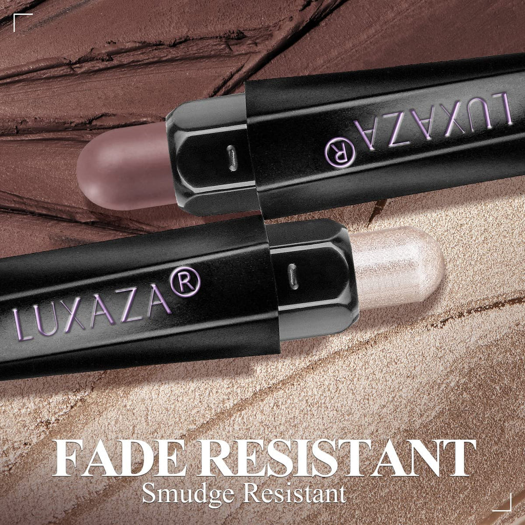LUXAZA PRO Brown Eyeshadow Stick Makeup Set 10PCS, Neutral Shimmer And Matte Cream Eye Shadow Palette, Metallic Bronze Smoky Eyeliner Brightener Crayon Pencil Kit, Ideal Gift for Women -Ash Rose