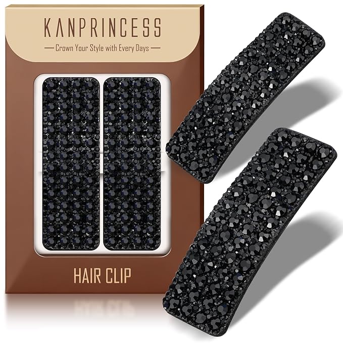 Kanprincess Rhinestone Hair Clips 2-Pack, Sparkly Barrettes for Women Girls