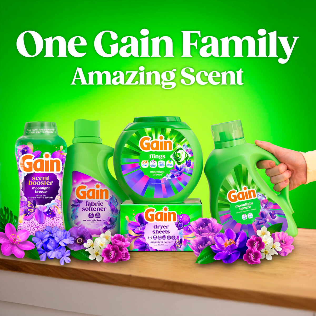Gain Liquid Laundry Detergent with Odor Defense, Moonlight Breeze Scent, Laundry Soap For HE Washing Machines, 132 fl oz, 100 Loads (Packaging May Vary)