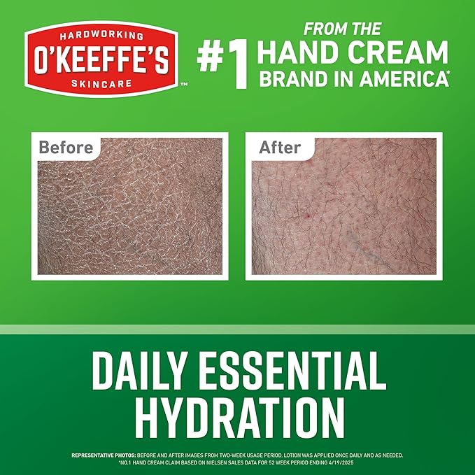 O’Keeffe’s Hardworking Body Lotion, Deep Hydration for Extremely Dry & Cracked Skin, 12 oz Pump (1 Pack), Fragrance-Free & Hypoallergenic, Non-Greasy Fast-Absorbing Formula