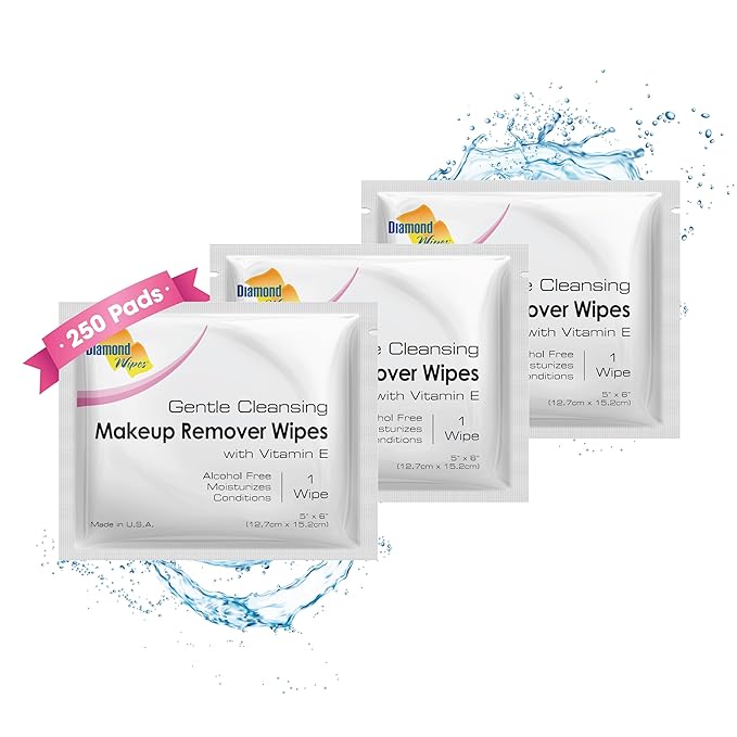 Diamond Wipes Face Cleansing & Waterproof Makeup Remover Wipes, 250 Count