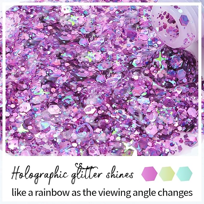 DAGEDA Purple Body Glitter Gel,Sparkly Hair Face Glitter Makeup Accessories
