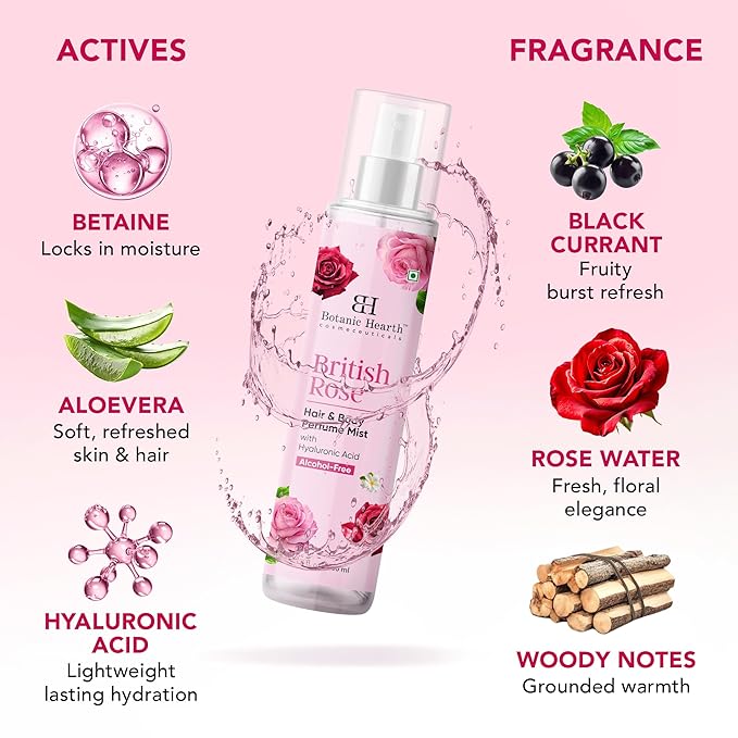 Botanic Hearth British Rose Hair Perfume & Body Mist- 3.4 Fl oz